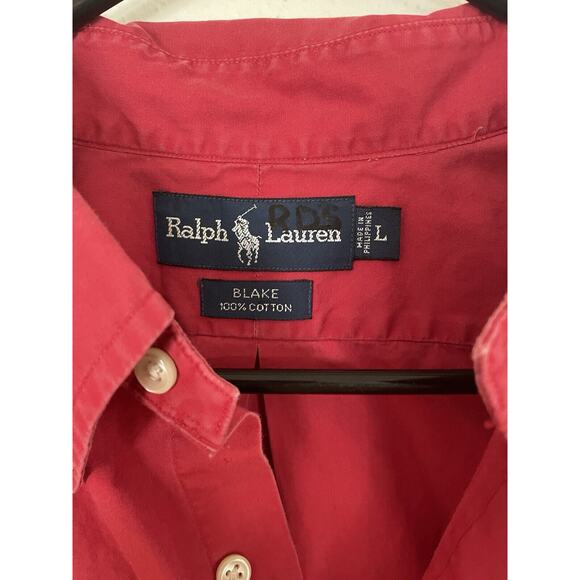 VINTAGE POLO RALPH LAUREN BLAKE SHORT SLEEVE SHIRT DARK RED MENS LARGE EXCELLENT - Picture 3 of 3
